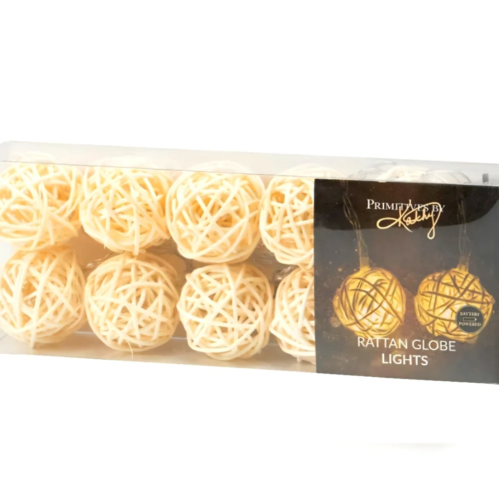 Primitives by Kathy Cream Rattan Globe Lights BNNU